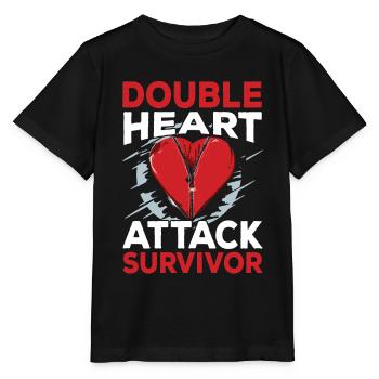 Double heart attack Surviving heart attack - Stanley/Stella MINI CREATOR Kids’ T-Shirt - black - Front - Mikhail (115cm)