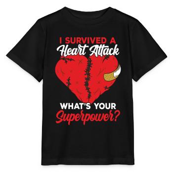 I survived a heart attack Heart attack - Stanley/Stella MINI CREATOR Kids’ T-Shirt - black - Front - Mikhail (115cm)