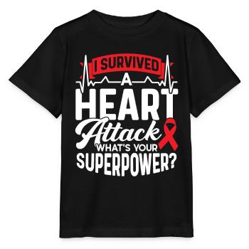 I survived a heart attack Heart attack - Stanley/Stella MINI CREATOR Kids’ T-Shirt - black - Front - Mikhail (115cm)