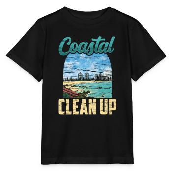 Nettoyage de la plage côtière Nettoyage de la plage - T-shirt bio MINI CREATOR Stanley/Stella Enfant - noir - Devant - Mikhail (115cm)