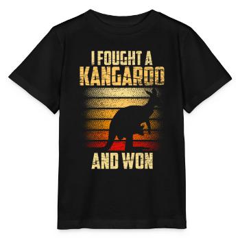 I fought with a kangaroo and won kangaroos - Stanley/Stella MINI CREATOR Kids’ T-Shirt - black - Front - Mikhail (115cm)