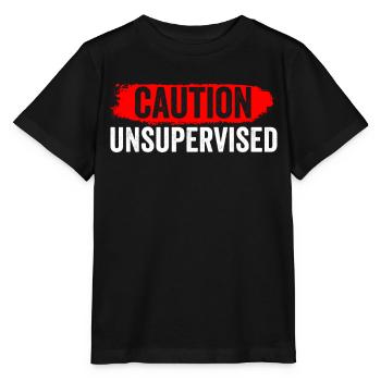 Attention sans surveillance sarcastiquement sans surveillance - T-shirt bio MINI CREATOR Stanley/Stella Enfant - noir - Devant - Mikhail (115cm)