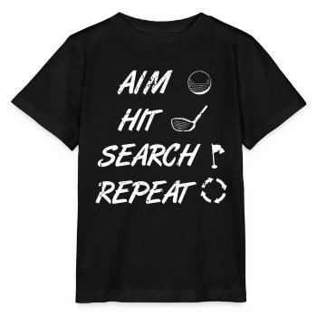 Aim Beat Search Repeat Golf - Stanley/Stella MINI CREATOR Kids’ T-Shirt - black - Front - Mikhail (115cm)