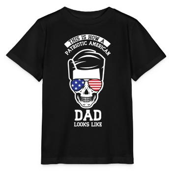 So Sieht Patriotischer Amerikanischer Vater Aus - Stanley/Stella Kinder T-Shirt MINI CREATOR  - Schwarz - Vorne - Mikhail (115cm)