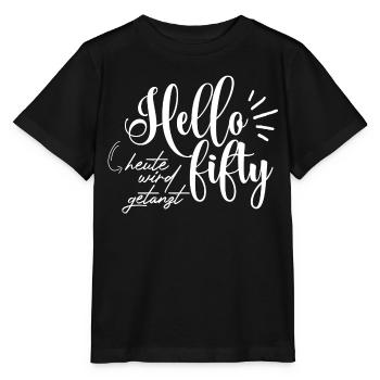 Bonjour cinquante - Hallo Fünfzig - T-shirt bio MINI CREATOR Stanley/Stella Enfant - noir - Devant - Mikhail (115cm)
