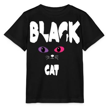 Schwarz Weiße Katze - Stanley/Stella Kinder T-Shirt MINI CREATOR  - Schwarz - Vorne - Mikhail (115cm)