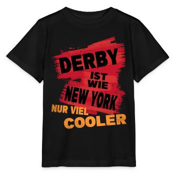 Derby England UK Stadt Spruch Ist Wie New York - Stanley/Stella Kinder T-Shirt MINI CREATOR  - Schwarz - Vorne - Mikhail (115cm)