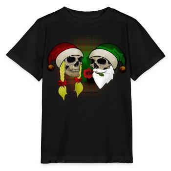 Totenkopf Frau Mann Weihnachten Rose Mütze Bart - Stanley/Stella Kinder T-Shirt MINI CREATOR  - Schwarz - Vorne - Mikhail (115cm)