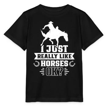 I just like horses very much rider horse riding - Stanley/Stella MINI CREATOR Kids’ T-Shirt - black - Front - Mikhail (115cm)