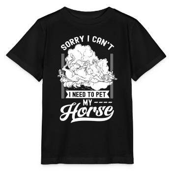 Je ne peux pas monter je dois caresser mon cheval - T-shirt bio MINI CREATOR Stanley/Stella Enfant - noir - Devant - Mikhail (115cm)