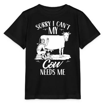 Ma vache n’a-t-elle pas besoin de moi vache laitière vache - T-shirt bio MINI CREATOR Stanley/Stella Enfant - noir - Devant - Mikhail (115cm)