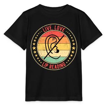 Gehörlos Gehörloser Lippenlesen - Stanley/Stella Kinder T-Shirt MINI CREATOR  - Schwarz - Vorne - Mikhail (115cm)