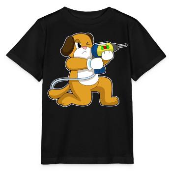 Hund Handwerker Bohrmaschine Handwerk - Stanley/Stella Kinder T-Shirt MINI CREATOR  - Schwarz - Vorne - Mikhail (115cm)