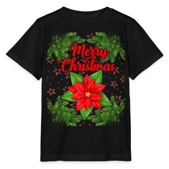 Tannenzweige, Weihnachtsstern, Weihnachts-Motiv - Stanley/Stella Kinder T-Shirt MINI CREATOR  - Schwarz - Vorne - Mikhail (115cm)