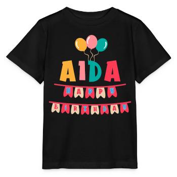 T-shirt Aida joyeux anniversaire joyeux anniversaire - T-shirt bio MINI CREATOR Stanley/Stella Enfant - noir - Devant - Mikhail (115cm)