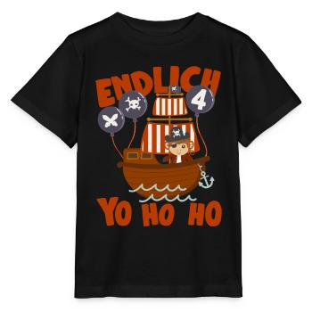 Piratenschiff Endlich 4 Jahre Junge Geburtstagidee - Stanley/Stella Kinder T-Shirt MINI CREATOR  - Schwarz - Vorne - Mikhail (115cm)