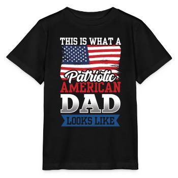 So Sieht Patriotischer Amerikanischer Vater Aus - Stanley/Stella Kinder T-Shirt MINI CREATOR  - Schwarz - Vorne - Mikhail (115cm)