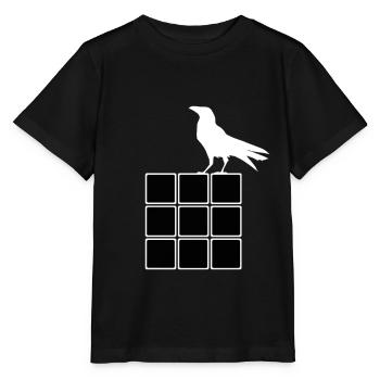 Cube magique effrayant avec autocollant de chemise corbeau - T-shirt bio MINI CREATOR Stanley/Stella Enfant - noir - Devant - Mikhail (115cm)