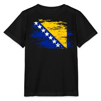 Bosnien Flagge used - Stanley/Stella Kinder T-Shirt MINI CREATOR  - Schwarz - Vorne - Mikhail (115cm)