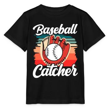 Baseball Catcher Baseball Catcher Player Hobby - Stanley/Stella MINI CREATOR Kids’ T-Shirt - black - Front - Mikhail (115cm)