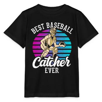 Best Baseball Catcher Ever Hobby Catcher - Stanley/Stella MINI CREATOR Kids’ T-Shirt - black - Front - Mikhail (115cm)