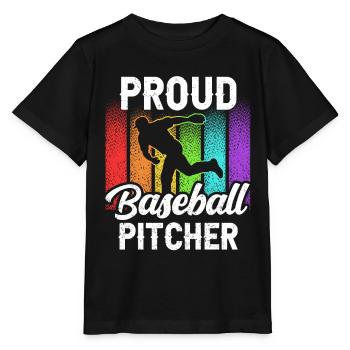 Fier lanceur de baseball Joueur de lanceur amateur - T-shirt bio MINI CREATOR Stanley/Stella Enfant - noir - Devant - Mikhail (115cm)