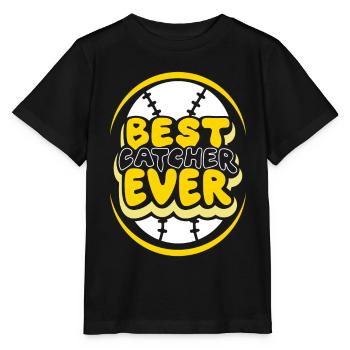 Best Catcher Ever Baseball Hobby Catcher - Stanley/Stella MINI CREATOR Kids’ T-Shirt - black - Front - Mikhail (115cm)