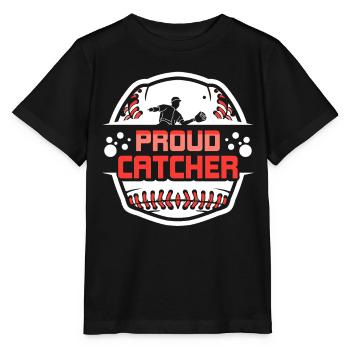 Proud Catcher Catcher Player Baseball Hobby - Stanley/Stella MINI CREATOR Kids’ T-Shirt - black - Front - Mikhail (115cm)