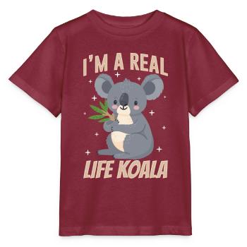I am a real koala cute animal koala koala bear - Stanley/Stella MINI CREATOR Kids’ T-Shirt - burgundy - Front - Kain (125cm)