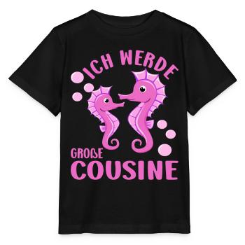 Cousine Ich werde große Cousine Seesterne Cousinen - Stanley/Stella Kinder T-Shirt MINI CREATOR  - Schwarz - Vorne - Mikhail (115cm)