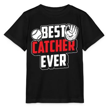 Best Catcher Ever Hobby Catcher Baseball - Stanley/Stella MINI CREATOR Kids’ T-Shirt - black - Front - Mikhail (115cm)