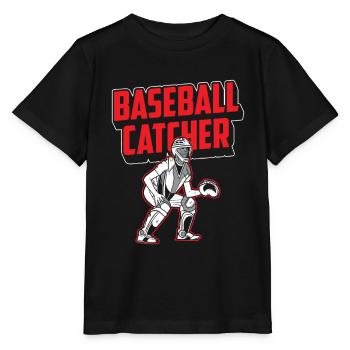 Baseball Catcher Baseball Catcher Player Hobby - Stanley/Stella MINI CREATOR Kids’ T-Shirt - black - Front - Mikhail (115cm)