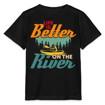 Das Leben Ist Besser Auf Dem Fluss - Stanley/Stella Kinder T-Shirt MINI CREATOR  - Schwarz - Vorne - Mikhail (115cm)