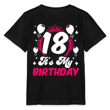 18 C’est mon anniversaire Fille Anniversaire Dix-huit ans - T-shirt bio MINI CREATOR Stanley/Stella Enfant - noir - Devant - Mikhail (115cm)