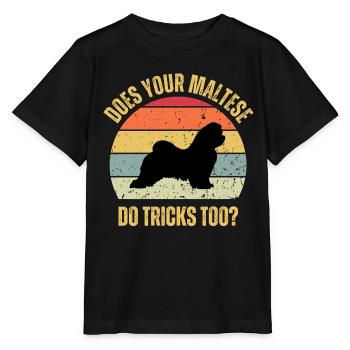 Est-ce que votre maltais fait aussi des tours - T-shirt bio MINI CREATOR Stanley/Stella Enfant - noir - Devant - Mikhail (115cm)