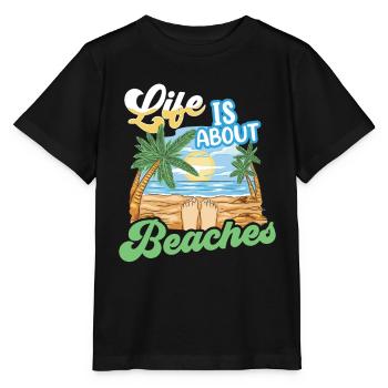 Life consists of beaches beach beach holidays - Stanley/Stella MINI CREATOR Kids’ T-Shirt - black - Front - Mikhail (115cm)