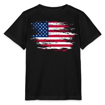 USA Flagge used - Stanley/Stella Kinder T-Shirt MINI CREATOR  - Schwarz - Vorne - Mikhail (115cm)