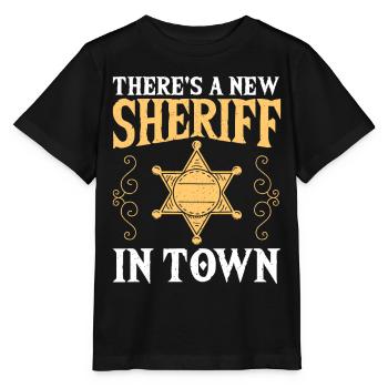 Il y a un nouveau shérif en ville Shérif adjoint - T-shirt bio MINI CREATOR Stanley/Stella Enfant - noir - Devant - Mikhail (115cm)