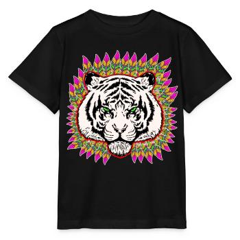 tigre plume 1 - T-shirt bio MINI CREATOR Stanley/Stella Enfant - noir - Devant - Mikhail (115cm)