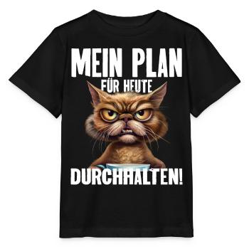 Mein Plan Für Heute Durchhalten! - Stanley/Stella Kinder T-Shirt MINI CREATOR  - Schwarz - Vorne - Mikhail (115cm)