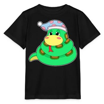 Bonnet de nuit endormi serpent - T-shirt bio MINI CREATOR Stanley/Stella Enfant - noir - Devant - Mikhail (115cm)