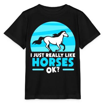 I just like horses very much rider horse riding - Stanley/Stella MINI CREATOR Kids’ T-Shirt - black - Front - Mikhail (115cm)