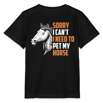 Je ne peux pas monter je dois caresser mon cheval - T-shirt bio MINI CREATOR Stanley/Stella Enfant - noir - Devant - Mikhail (115cm)
