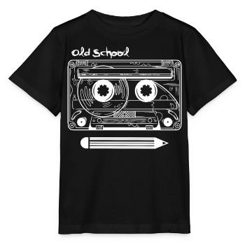 Retro Kassette und Stift - Stanley/Stella Kinder T-Shirt MINI CREATOR  - Schwarz - Vorne - Mikhail (115cm)