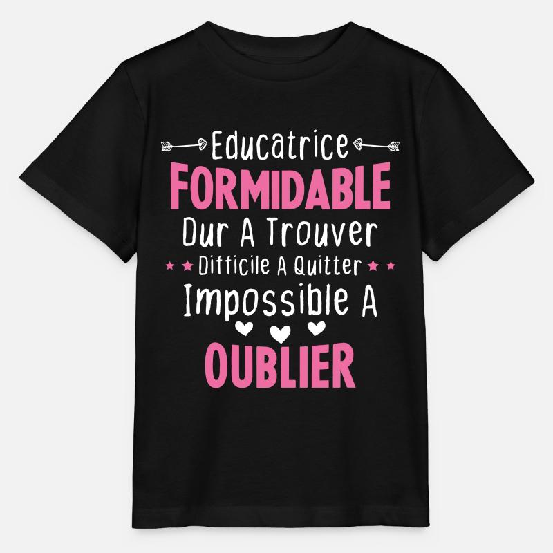 Éducatrice formidable cadeau Éducatrice d'école - T-shirt bio MINI CREATOR Stanley/Stella Enfant - noir