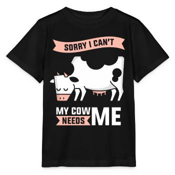 Ma vache n’a-t-elle pas besoin de moi Vache laitière Vaches - T-shirt bio MINI CREATOR Stanley/Stella Enfant - noir - Devant - Mikhail (115cm)
