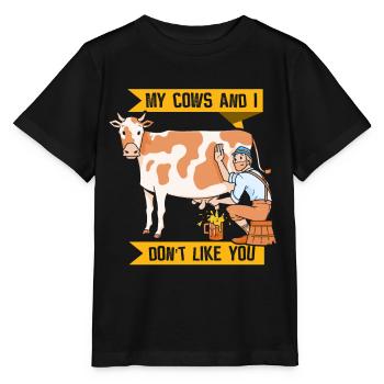 Mes vaches et je ne t’aime pas Vache laitière Vache - T-shirt bio MINI CREATOR Stanley/Stella Enfant - noir - Devant - Mikhail (115cm)