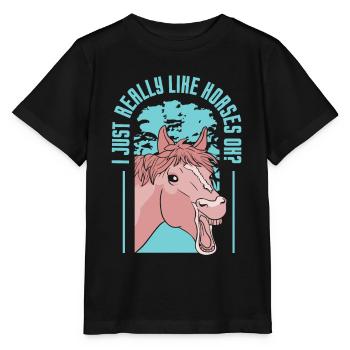I just like horses very much rider riding horse - Stanley/Stella MINI CREATOR Kids’ T-Shirt - black - Front - Mikhail (115cm)