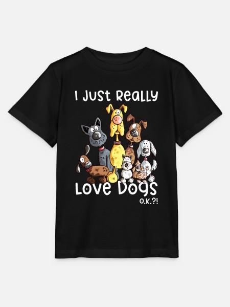 I Just Really Love Dogs Lustige Hunde Hundehaufen - Stanley/Stella Kinder T-Shirt MINI CREATOR  - Schwarz
