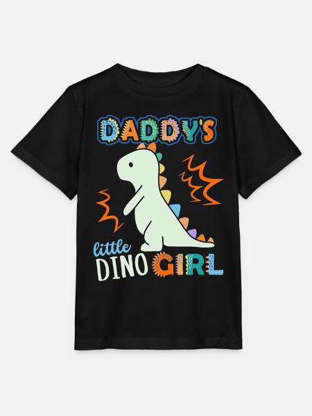 Dinosaur Daddy's Little Dino-Girl, saying - Stanley/Stella MINI CREATOR Kids’ T-Shirt - black